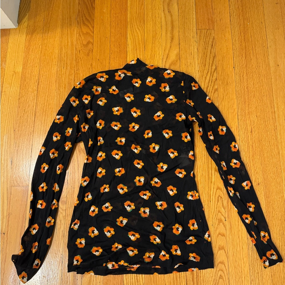 DVF Floral Long Sleeve Sheer Top